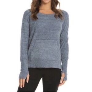 NWT Barefoot Dreams CozyChic Lite Raglan Sweater Pacific Blue Size L